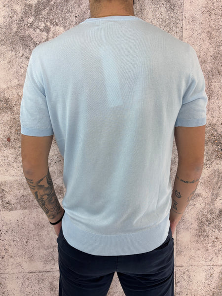 Sky knit short-sleeved T-shirt