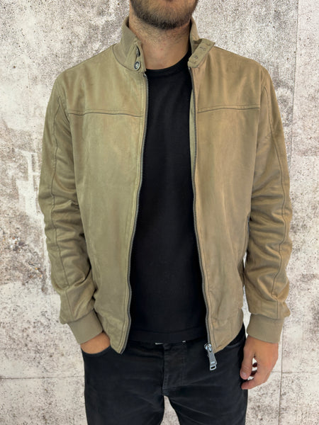 Giubbino mod. college scamosciato beige