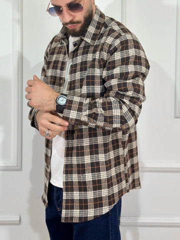 Camicia scozzese marrone/bianca