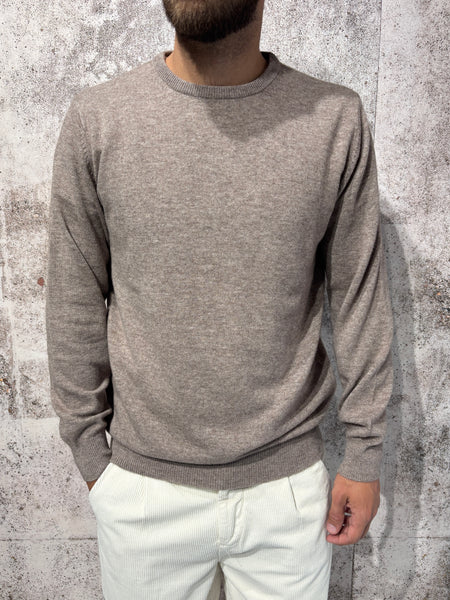 Maglione girocollo tortora misto cashmere