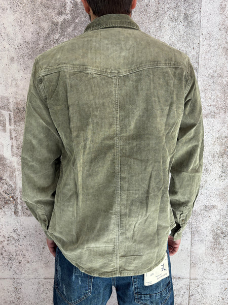 Camiciona velluto costine verde slavato