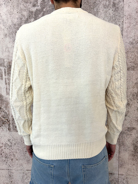 Maglione ciniglia trecce panna