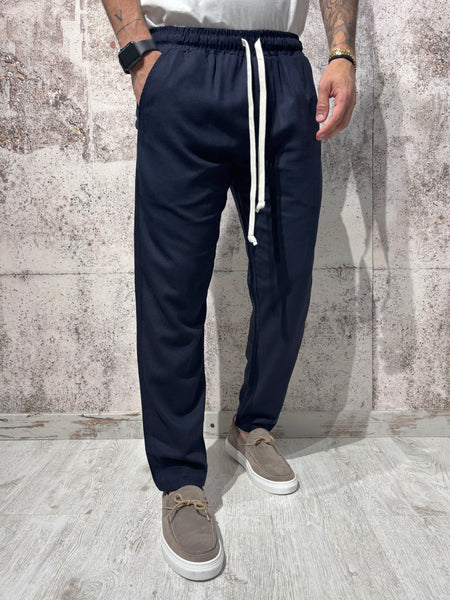 Pantalaccio blu misto lino