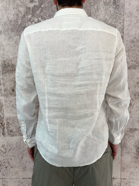Camicia lino bianca collo francese
