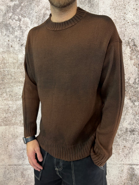 Maglione girocollo sfumato moro