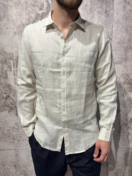 Sand linen French collar shirt