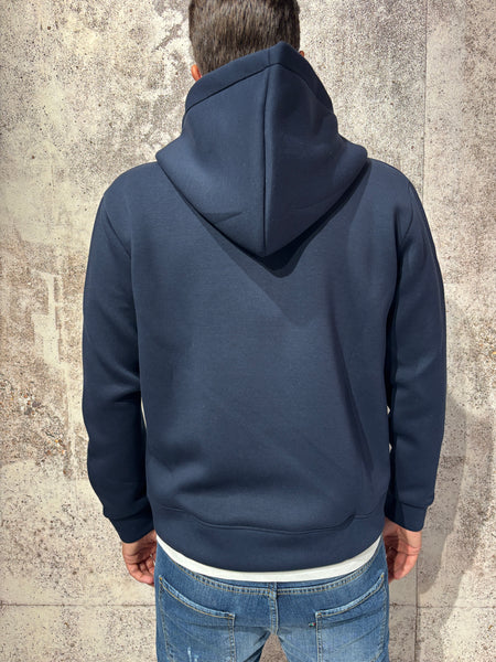 Felpa cappuccio blu full zip