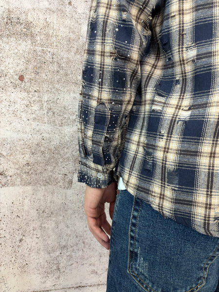Camicia scozzese con rotture e brillantini