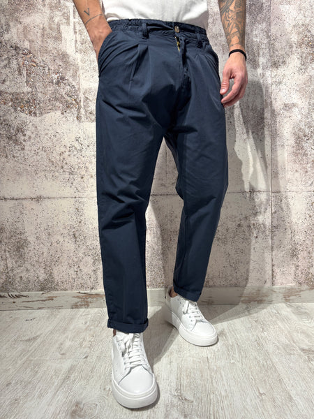 Pantalone blu doppia pinces