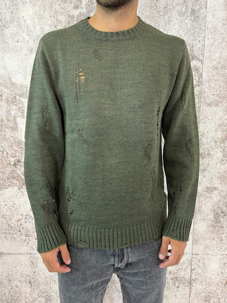 Maglione verdone rotture e cuciture