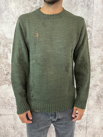 Maglione verdone rotture e cuciture