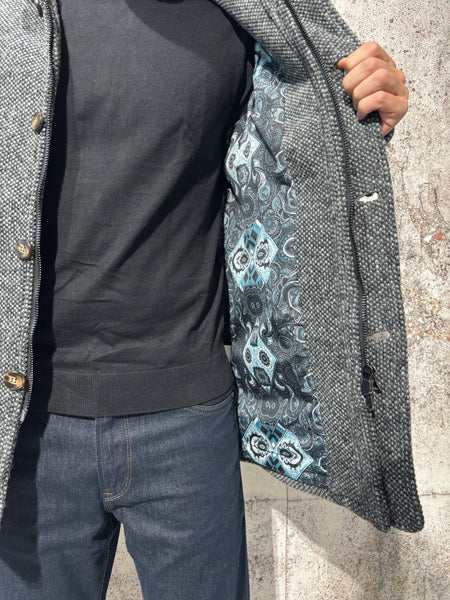 Cappotto mod. parka lana grigio
