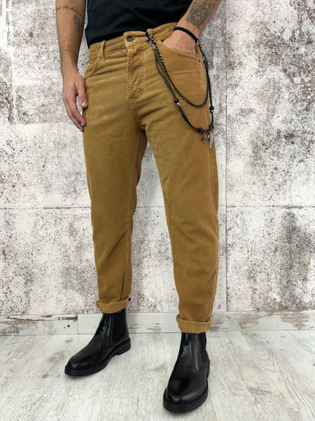 Pantalone velluto costine coccio