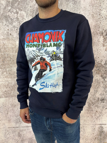 Felpa girocollo blu Chamonix