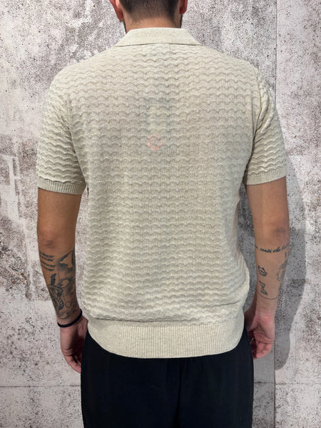 Polo in maglia lavorata beige