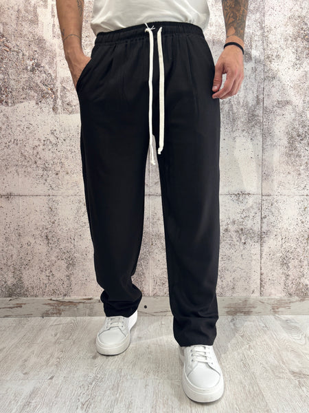 Pantalaccio palazzo nero misto lino