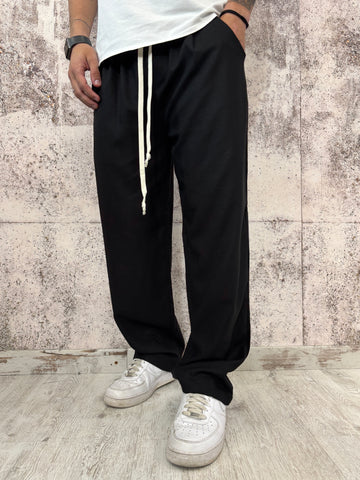 Pantalaccio palazzo misto lino nero