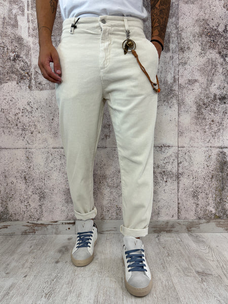 Pantalone panna velluto costine
