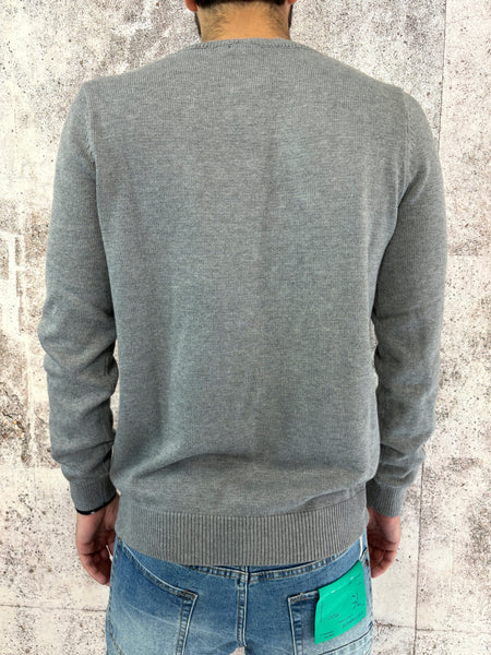 Maglione girocollo grigio misto cashmere