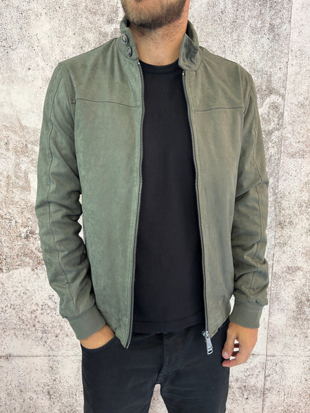 Giubbino mod. college scamosciato verde