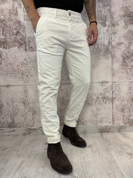 Pantalone chino velluto panna