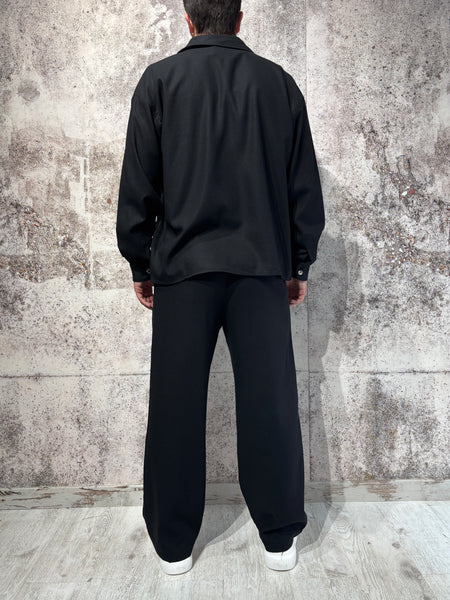 Completo camicia pantalone nero misto lino