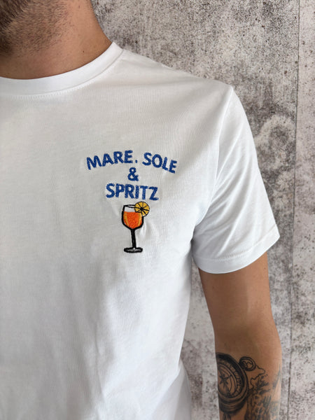 T-Shirt bianca Mare sole e Spritz