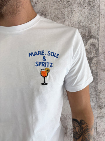 T-Shirt bianca Mare sole e Spritz