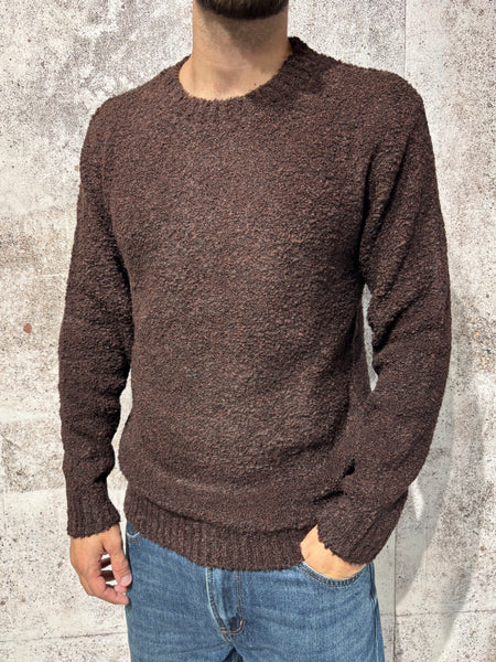 Maglione girocollo boucle' moro