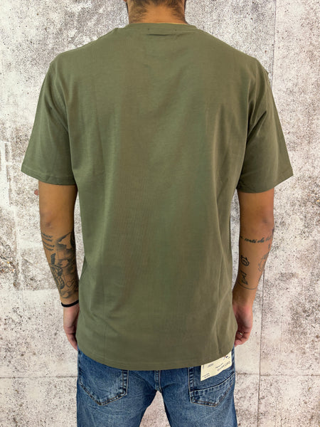 T-Shirt verde doppia tasca scozzese