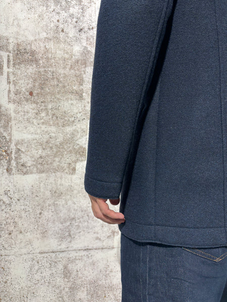 Cappotto con cappuccio lana cotta blu