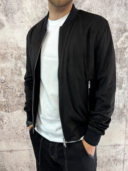 Bomber scamosciato nero
