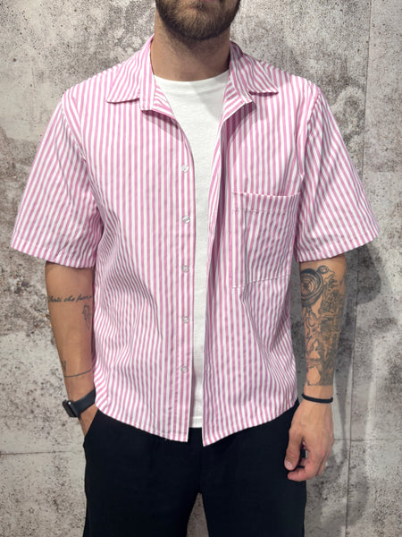Camicia m/m boxy righe rosa