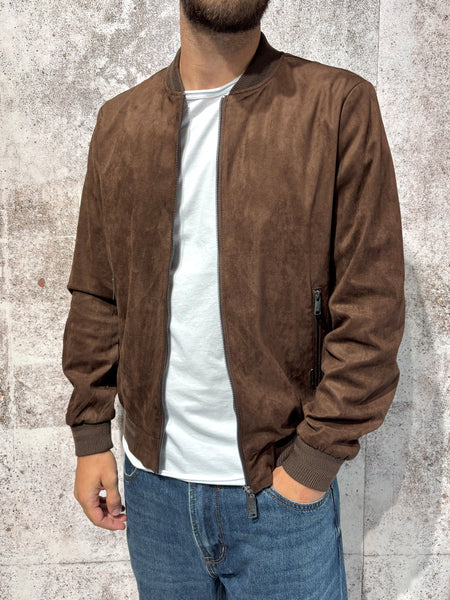 Giubbino bomber scamosciato coffee GL971