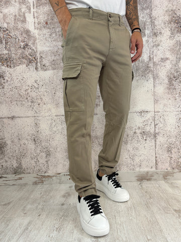 Pantalone cargo beige