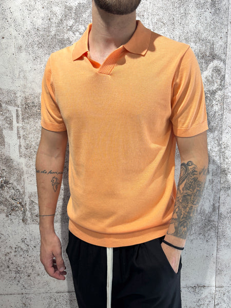 Polo in maglia pesca collo derby