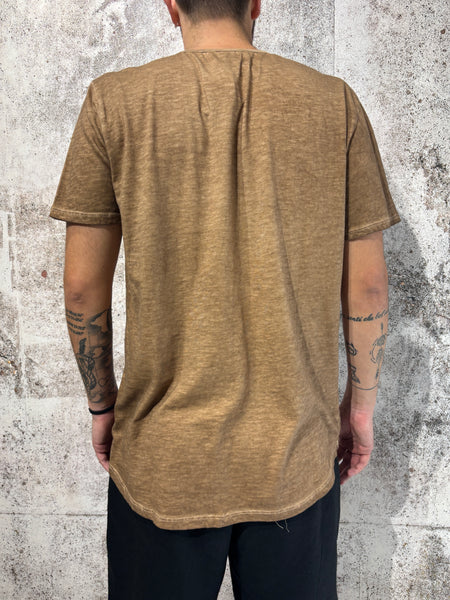 T-Shirt serafino tabacco misto lino