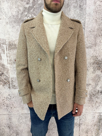 Cappotto peacot cammello