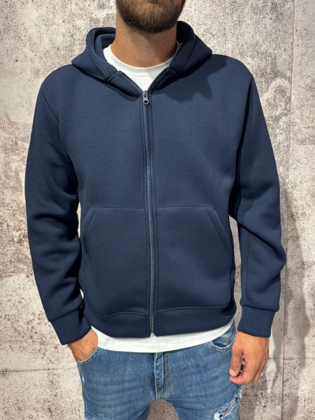 Felpa cappuccio blu full zip