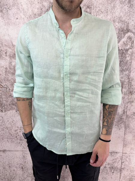 Camicia coreana lino menta