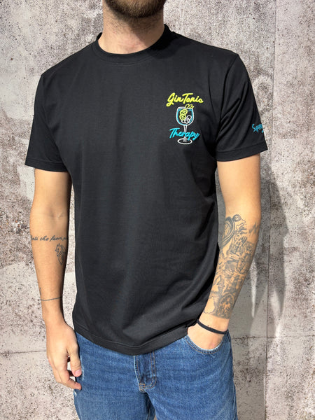 T-Shirt nera Gin Tonic Therapy