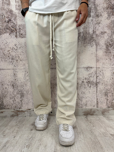 Pantalaccio palazzo misto lino sabbia