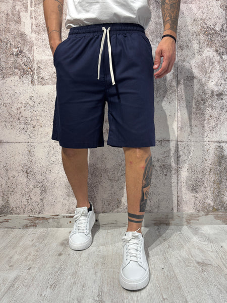 Bermuda misto lino blu