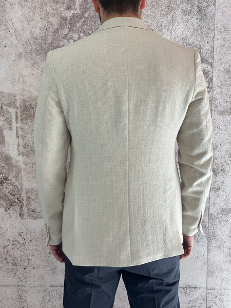 Giacca monopetto beige tramata