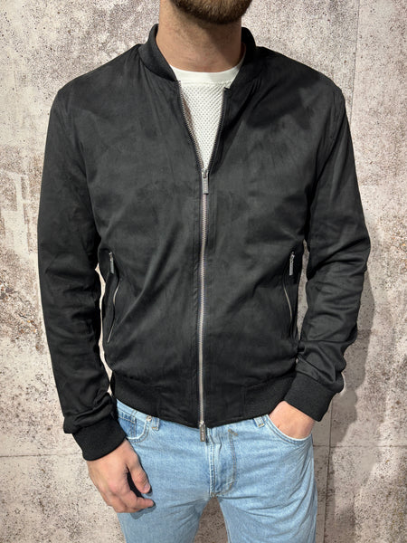 Bomber scamosciato nero