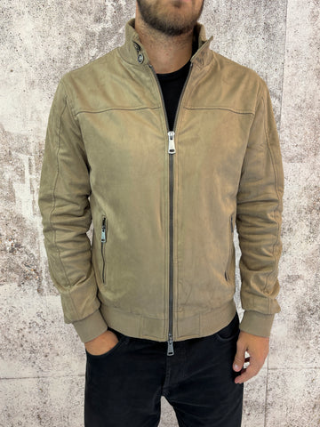 Giubbino mod. college scamosciato beige