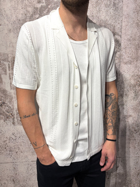 Camicia in maglia m/m lavorata bianca