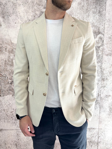 Giacca monopetto beige tramata