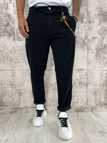 Pantalone nero velluto costine