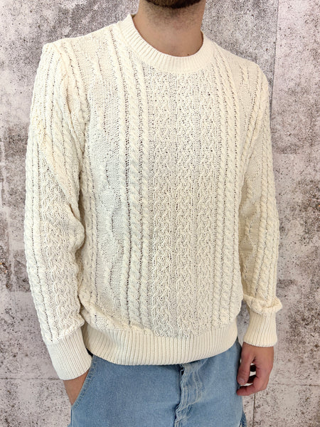 Maglione ciniglia trecce panna